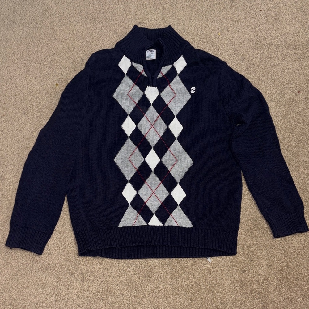 Izod Navy and Gray Argyle Sweater